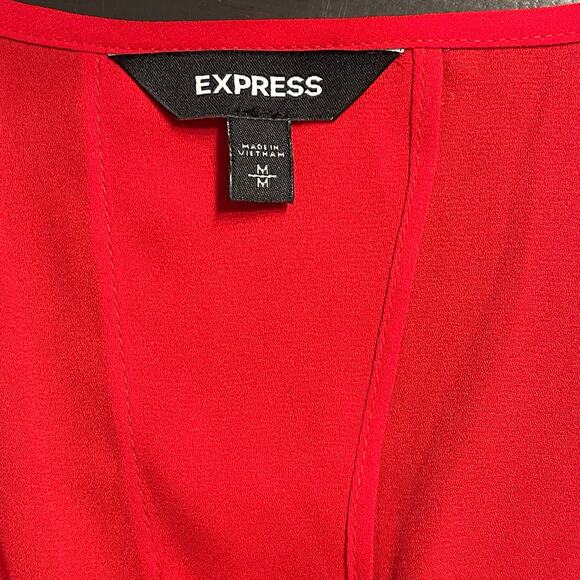 Express Women’s Tank Top Blouse Red V-Neck Tie Back Size Medium - Picture 3 of 5